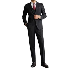 2点セット 裾上げテープ付 上下セット ビジネススーツ セットアップ 礼服 メンズ 結婚式 フォーマル スーツ 無地 メンズスーツ 2つボタン [Yeagio] 就職スーツ パーティー