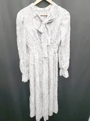 ◇ NICE CLAUP ナイスクラップ レース 花柄 長袖 ロング ワンピース サイズF グレー ブラック ホワイト レディース P  【1402270019550】