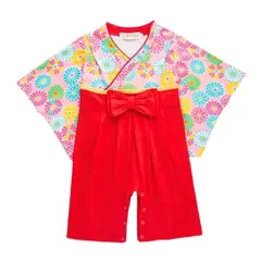 【在庫限り】ベビー服 ベビー袴 ロンパース 4.菊の花 4サイズ 上下セット 着物 袴風ロンパース 新生児 赤ちゃん 幼児 男の子 女の子 60 70 80 90 梅 花 こどもの日 初節句 衣装 誕生日 出産祝い お食い初め 和装 和服 節句 ベビー 雛祭り