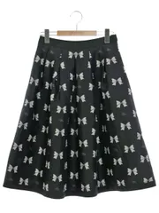 エムズグレイシー 317704 スカート 38 ブラック リボン 刺繍 ロゴ ITD8FPAGIRNI