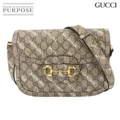 新品同様 グッチ GUCCI バレンシアガ ハッカー ホースビット 1955 ショルダー バッグ GGスプリーム ベージュ ホワイト 602204 90292856