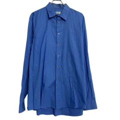 Calvin Klein 長袖 ストライプシャツ 17 XL～ ブルー カルバンクライン ボタン ビッグサイズ カジュアル 古着卸 アメリカ仕入 a702-6509のサムネイル
