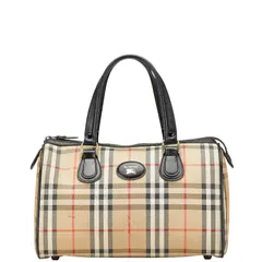 バーバリー ノバチェック シャドーホース ハンドバッグ ミニボストンバッグ ベージュ ブラック レッド キャンバス レザー レディース BURBERRY【1-0217145】