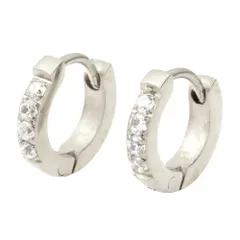 【シルバー×ピアス】[Cream dot. クリームドット公式] ピアス レディース ステンレス製 金属アレルギー つけっぱなし フープ 中折れ キャッチレス 両耳用 リング 開閉式 キュービックジルコニア ミニ 小さめ 大人 上品 シンプル  