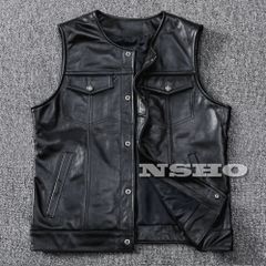 カウハイド 本革 メンズ レザーベスト 皮ベスト ジレ レザージャケット ベジタブルタンニンなめし 牛革