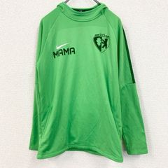 古着 used　NIKE　ナイキ　長袖パーカー　フーディー　100%コットン　レトロデザイン　黄緑　ライトグリーン　Sサイズ
