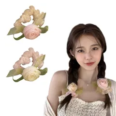 【特価商品】髪ゴム レディース 花柄 高弾性 韓国風 髪飾り シルクシュシュ 可愛い おしゃれ 髪に優しい 大人 静電気防止 ヘアシュシュ (2点セット) 女の子 ヘアゴム シュシュ ヘアアクセサリー ZHEJIA