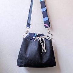 2way巾着バック　ショルダーバック　ハンドバック　【浴衣地で和モダン】