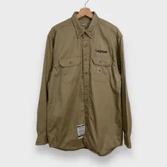 ☆carhartt☆カーハート☆carhartt FR☆ツイルシャツ☆ワークシャツ☆ボタンダウン☆カーキ☆L☆G24M