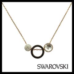 MU【SWAROVSKI】サークル ネックレス ゴールド/金カラー クリスタル ラインストーン ペンダント スワロフスキー (MU-710)
