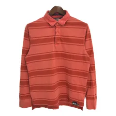 THE NORTH FACE ノースフェイス 長袖ポロシャツ アウトドア ボーダー レッド (メンズ M)中古 古着 T6410