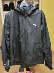 プーマ ブラック ウィンドブレーカー フード ジャケット