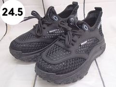 【FASHION】メッシュ 厚底 スポーツ スニーカー ブラック 24.5㎝ 250506W002
