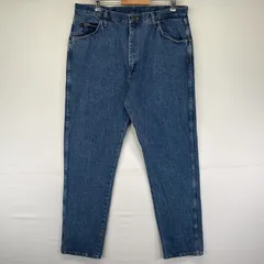 古着 ラングラー Wrangler デニムパンツ 5ポケット ストレート ジーンズ ジーパン 色落ち ヒゲ 長ズボン w38 L34  ブルー メンズ