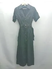 ◇ ⊂ ZARA ザラ ウエストベルト 半袖 ロング ワンピース サイズXS ブラック レディース E  【1502180056703】