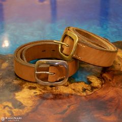 【NEW】 KAMINARI Genuine Leather Belt / Brown