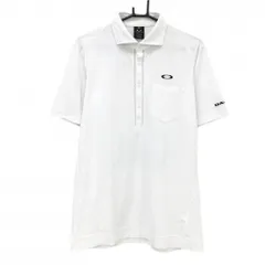 【超美品】オークリー 半袖ポロシャツ 白 ロゴ黒 前立て横・袖下メッシュ メンズ XL ゴルフウェア Oakley