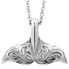 ハワイアンジュエリー ホエールテール ネックレス レディース メンズ  スチールシルバー スクロール 誕生日 記念 サージカルステンレス gps8781s