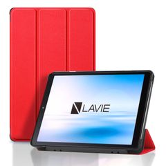 【特価商品】LAVIE Tab T8（T0855/GAS TAB08/H04）用 ケース カバー NEC 磁気閉鎖【RIGFUJUN】 全面保護 衝撃吸収 耐衝撃 薄型 軽量 擦り傷防止 スタンド機能付き 手触りが良い (レッド)