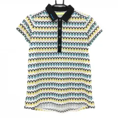 ★特価★ビバハート 半袖ポロシャツ 白×黒 総柄 レディース 40(M) ゴルフウェア VIVA HEART