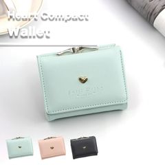 がま口 大容量 ハート コンパクトウォレット ミニ財布 レディース 小さい かわいい おしゃれ 三つ折り 軽量 薄型 人気 プレゼント カード収納 小銭入れ 高機能 シンプル ギフト フェミニン【送料無料】 【数量限定】 【安心/安全・追跡可能配送】 ♠