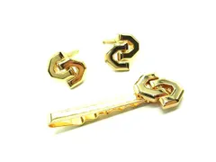 ChristianDior クリスチャンディオール ネクタイピン カフスボタン カフリンクス 紳士 メンズ 2点セット ゴールド系 DJ6328 冠婚葬祭 結婚式 葬式