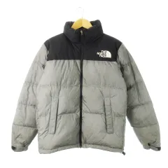 ザノースフェイス THE NORTH FACE Novelty Nuptse ノベルティー ヌプシ ダウンジャケット スタンドカラー ロゴ刺繍 配色 フード収納 アウトドア M グレー ND91842 /CK3 ■GY18