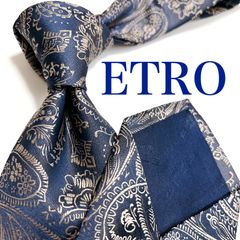 美品 エトロ ネクタイ ハイブランド ペイズリー柄 光沢 ジャガード織り