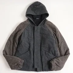 【ドンドン見直し】極美品▽黒タグ ドルチェ＆ガッバーナ 袖ヘリンボーン柄 中綿入り フード付 ブルゾン グレー×ブラウン 48 伊製のサムネイル
