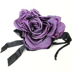 ピンクハウス系？★深紫の薔薇コサージュ 高貴な印象 やや大ぶりで 紫系 ＊ｋ3969のサムネイル