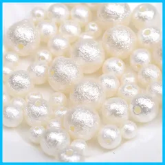 両穴 コットンパール風ビーズ アソート セット 4mm 6mm 8mm 10mm 12mm約370粒 ラウンド 丸玉 手芸材料 DIY用 樹脂パール 手作りアクセサリー ハンドメード 手芸用品