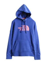 【お得なクーポン配布中!】 ノースフェイス プリント スウェット パーカー M 裏起毛 プルオーバー ブルー