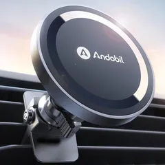 【2025超強磁力&驚異的な安定性】 Andobil スマホホルダー 車 マグネット 【改良クリップ&吸着力3KG】 マグセーフ 車載 スマホホルダー MagSafe 車 スマホスタンド 20個N55磁石 置くだけ 携帯ホルダー 360度回転 電波干渉なし 0
