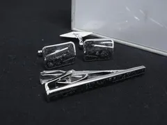 ■美品■ PIERRE BALMAIN ピエールバルマン カフスボタン カフリンクス ネクタイピン タイクリップ 2点セット シルバー系 DK5720