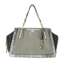 コーチ COACH ショルダーバッグ ハンドバッグ 2way レザー ロゴチャーム へび柄 パイソン 黒 ブラック 75459 /MN11 ■GY18