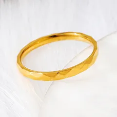 多面 スクエア カット シンプル ゴールド ステンレス リング