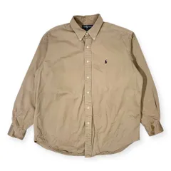90s Ralph Lauren ラルフローレン BLAKE BD ボタンダウン 長袖シャツ LL/ベージュ メンズ ビンテージ