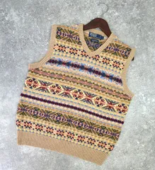 ★POLO by RALPHLAUREN(ポロ バイラルフローレン) フェア アイル ウール セーター ニット ベスト メンズ Lサイズ PAWNSHOPRiZ パウンショップリズのサムネイル