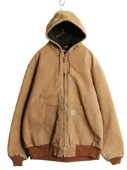 【お得なクーポン配布中!】 90s USA製 カーハート アクティブ ジャケット メンズ XL 程/ 90年代 オールド ダック パーカー 中綿 キルティング ライナー付き ブラウン