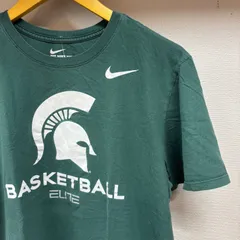 古着 L Tシャツ NIKE ナイキ BASKETBALL ビックロゴ スポーツ クルーネック 緑