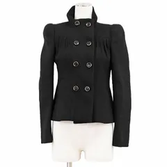 GUCCI グッチ ジャケット GG ロゴ インターロッキング ジャガード 裏地総柄 ライニング ダブルブレスト スタンドカラー  ウール 100% アウター レディース サイズ 36 ブラック 黒 イタリア製のサムネイル