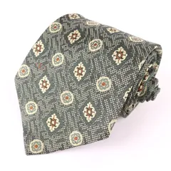 ヴァレンティノ・ガラヴァーニ ブランドネクタイ 総柄 小紋柄 シルク イタリア製 メンズ グリーン Valentino Garavani 【中古】