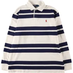 古着 ラルフローレン Ralph Lauren POLO by Ralph Lauren ボーダー柄 長袖 ラガーシャツ メンズL相当/eaa581140