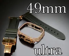 ローズゴールド★ultra用　49mm アップルウォッチ　ケースカバーApple Watch. ✴︎Dラバーベルト ラバーバンド　キラキラカバー　ケース　Apple Watchウルトラ
