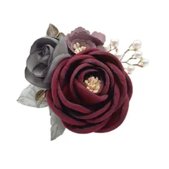 [レリカ] 花 コサージュ ブローチ 胸飾り 卒業式 入学式 フォーマル パーティ 記念日 結婚式 アクセサリー レディース (レッド) [レッド]