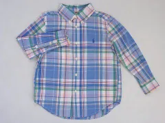 ラルフローレン ralph lauren アウトレット 子供服 男の子 110cm 長袖 シャツ チェック 水色 スモールポニー 春 夏 ★3 トップス ボーイズ 男児 キッズ 【中古】 ユーズド リサイクル こども