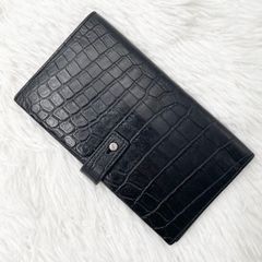 SAINT LAURENT サンローラン 二つ折り長財布 クロコ型 ブラック