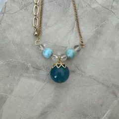 【A093】アクアマリン✳︎ラリマーどんぐりネックレス✨40cm