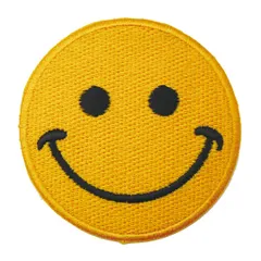 ワッペン アイロン にこちゃん スマイル キャラクター イエロー かわいい アップリケ わっぺん アイロンで簡単貼り付け