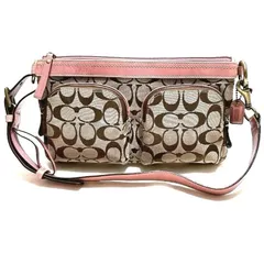 美品 COACH コーチ ウェスト バッグ ポーチ シグネチャー ボディバッグ